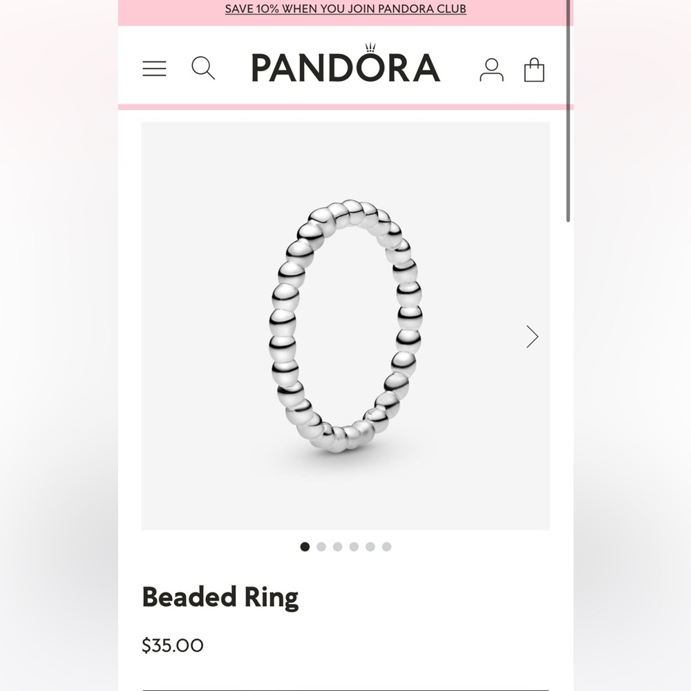 Pandora Beaded ring size 7 sterling silver